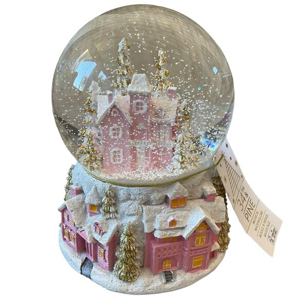 34TH & PINE Christmas Musical Waterglobe Pink & Gold Glam Holiday Decor NEW - Picture 14 of 15